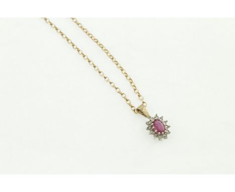A 9ct H/M ruby & diamond pendant (missing one diamond), approx gross weight 3.3gms