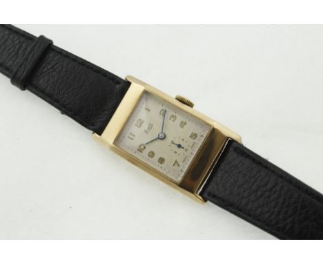 A 1950's 9ct LIMIT gents wristwatch, H/M Birmingham 1959, working manual-wind 15 jewel movement, later black leather strap
