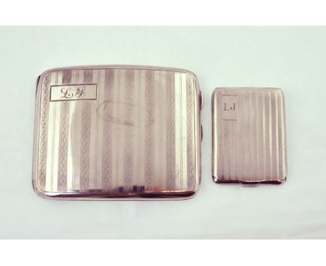 A silver cigarette case with a silver notebook cover, both H/M, together approx 144gms
