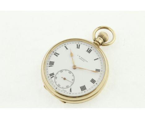 A 9 carat JWJ.W.Benson top wind pocket watch H/M London 1937 with uncracked enamel dial, working, approx. gross weight 75gms
