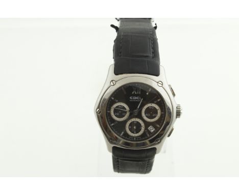 EBEL - A gents EBEL stainless steel Classic Wave Chronograph gents wristwatch on a crocodile black leather deployant strap, s