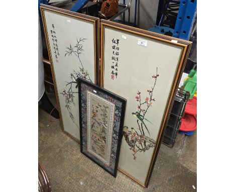 3 SEWING SILK CHINESE TAPESTRIES     