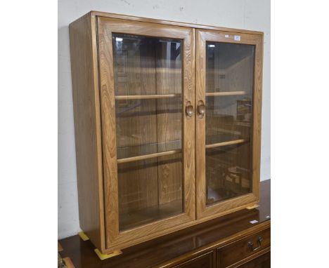 ERCOL LIGHT OAK DOUBLE DOOR BOOKCASE     