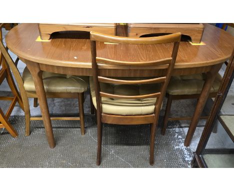 TEAK DINING TABLE WITH 4 LADDER BACK STYLE CHAIRS     
