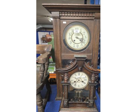 OAK CASED REGULATOR WALL CLOCK, MAHOGANY CASED MANTLE CLOCK, CHILDS OAK CHAIR