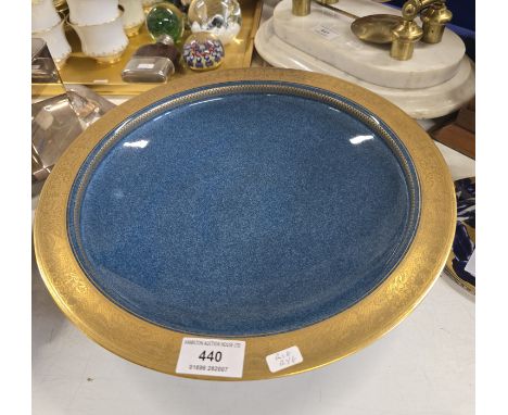 13" DIAMETER ROYAL WORCESTER BLUE &amp; GILDED BOWL
