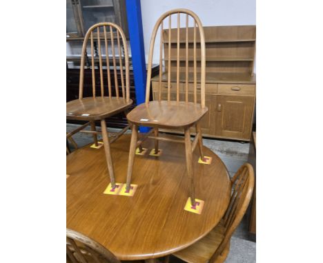 1960'S VINTAGE OAK PRIORY ENGLAND ERCOL STYLE DROP LEAF TABLE WITH 5 CHAIRS &amp; MATCHING DRESSER     