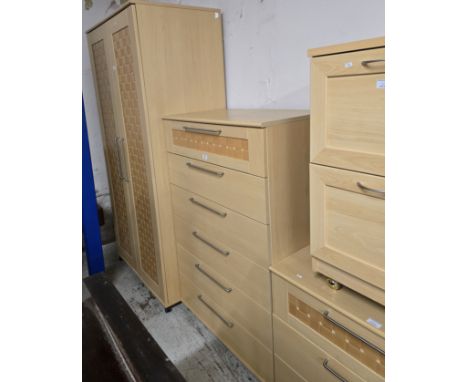 MODERN 3 PIECE BEDROOM SUITE COMPRISING DOUBLE DOOR WARDROBE, 6 DRAWER CHEST &amp; 3 DRAWER CHEST, 2 DRAWER FILING CABINET