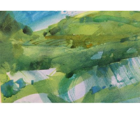 Sue Howells (1948-) "Pembrokeshire Landscape" watercolour painting, monogrammed, 18cm x 22cm, framed, mounted and glazed&nbsp