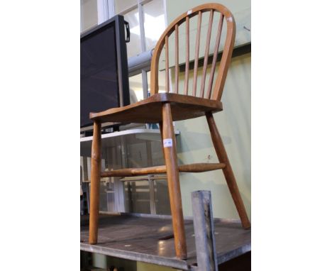 A single hoop and stick back Ercol ash and elm kitchen chair with kite mark 