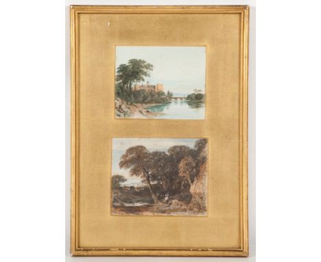 JOHN VARLEY SENIOR (ENGLISH 1778 - 1842),
BY THE RIVER and THROUGH THE TREES
each watercolour on paper, the latter is signed
