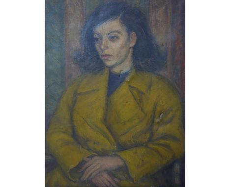 Hal Woolf (British, 1902-1962), Portrait of Ruby Milton, oil on canvas, some tears to canvas, 76 x 64cm 