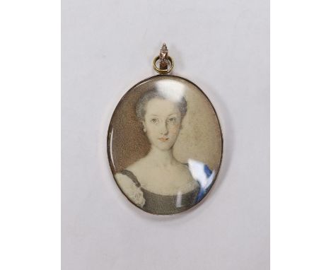 A 19th century portrait miniature, young lady, mounted as a pendant, 4.5x3.5cm