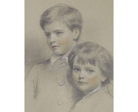 Eden Upton Eddis (1812-1901), pastel, Portrait of two children, signed and dated 1888, 52 x 43cm