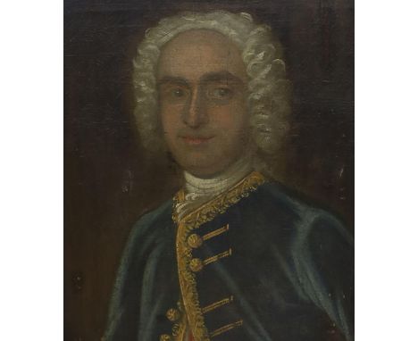 18th century English School, naive oil on canvas, Portrait of a gentleman, 59 x 48cm