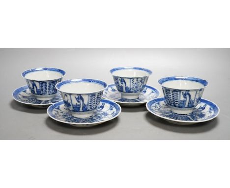 Four 19th century Chinese cups and saucers