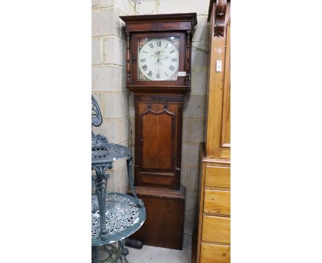 A George III 30 hour longcase clock, having painted dial signed 'James Scott, Kendal' in mahogany banded oak case, height 200