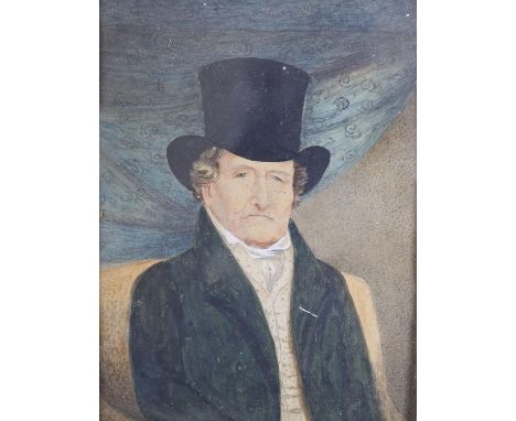 Miss Sarah Biffen (1784-1850), watercolour, Portrait of Samuel Williams Senior 1833, inscribed verso, 30 x 10cm
