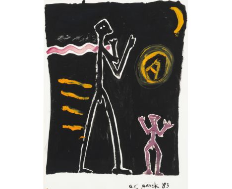 A. R. PENCK (1939-2017)Untitled  1983Signé et daté 'A.R Penck 83' en bas à droiteDaté sur une étiquette au reversGouache sur 