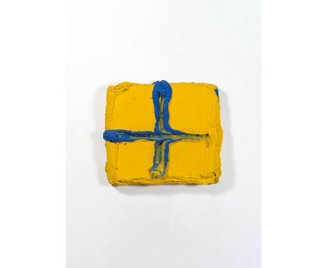 BRAM BOGART (1921-2012)Blauwdoorgeel 1967Signé, titré et daté sur le côtéContresigné, titré et daté au dosTechnique mixte sur