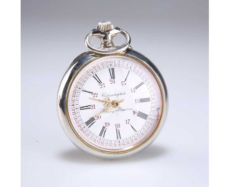 A GOLIATH COLOMBOPHILE OPEN FACED POCKET WATCH circular white enamel dial signed Colombophile Henry Martens, with black Roman