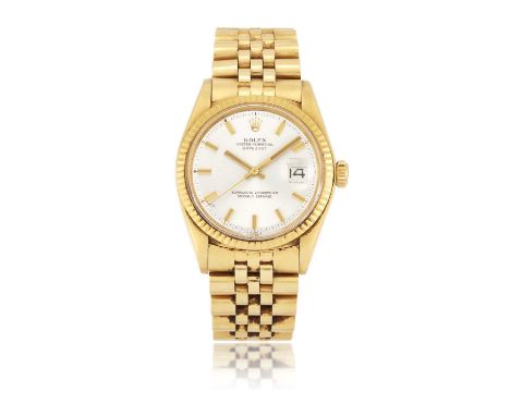 AN 18 CARAT GOLD ROLEX OYSTER DATEJUST BRACELET WATCH the circular silver dial signed Rolex Oyster Perpetual Datejust Superla