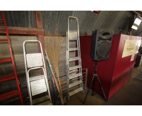 A large folding step ladder 