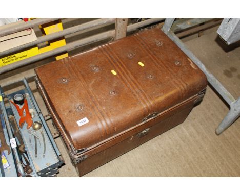 A Japanned metal trunk