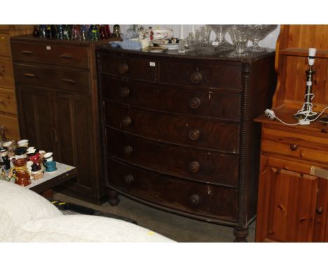 A 19th Century mahogany bow fronted chest of two short and four long drawers