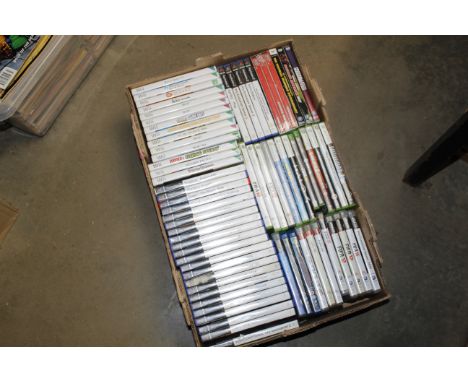 A box containing PlayStation, Nintendo and X-Box console games