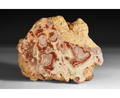 A polished agate geode with one cut and polished face.  804 grams, 12cm (4 3/4"). From a historic ‘Victorian Museum’ collecti