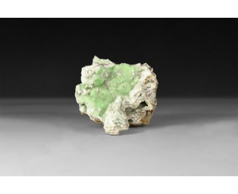 A fine specimen of a pale green smithsonite with botryoidal form, in a white card tray.  224 grams, 63mm (2 1/2"). From a his