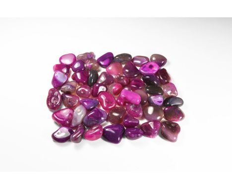 A group of fifty polished purple agate nodules, colour enhanced.  1.8 kg, 32-50mm (1 1/4 - 2"). From a historic ‘Victorian Mu