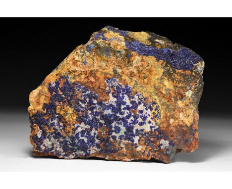 A large specimen block of richly coloured azurite.  1.3 kg, 19.5cm (7 3/4"). From a historic ‘Victorian Museum’ collection; f