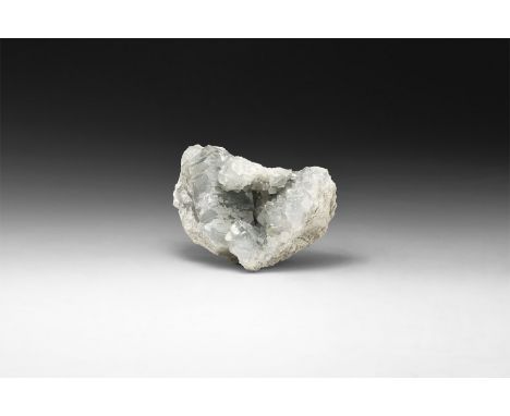 A celestine specimen with finely formed, sky-blue crystals.  551 grams, 83mm (3 1/4"). From a historic ‘Victorian Museum’ col