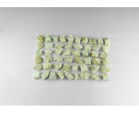 A group of fifty chunks of beryl of a pale green colour. See Bonewitz, Dr. Ronald Louis, Rocks & Minerals, 2008, p.290-293. 2