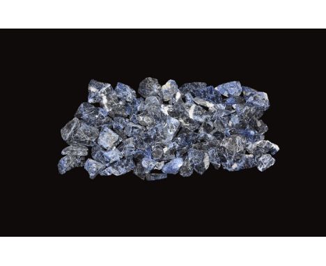 A group of one hundred mixed larger and smaller sodalite specimens,  572 grams total, 15-52mm (1/2 - 2"). From a historic ‘Vi