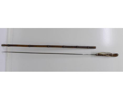 A Victorian bamboo cane swordstick