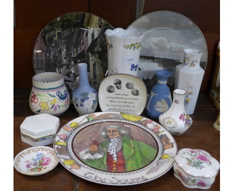 Royal Doulton series ware plates, Poole pottery vase, Aynsley vase, Royal Copenhagen vase, etc.