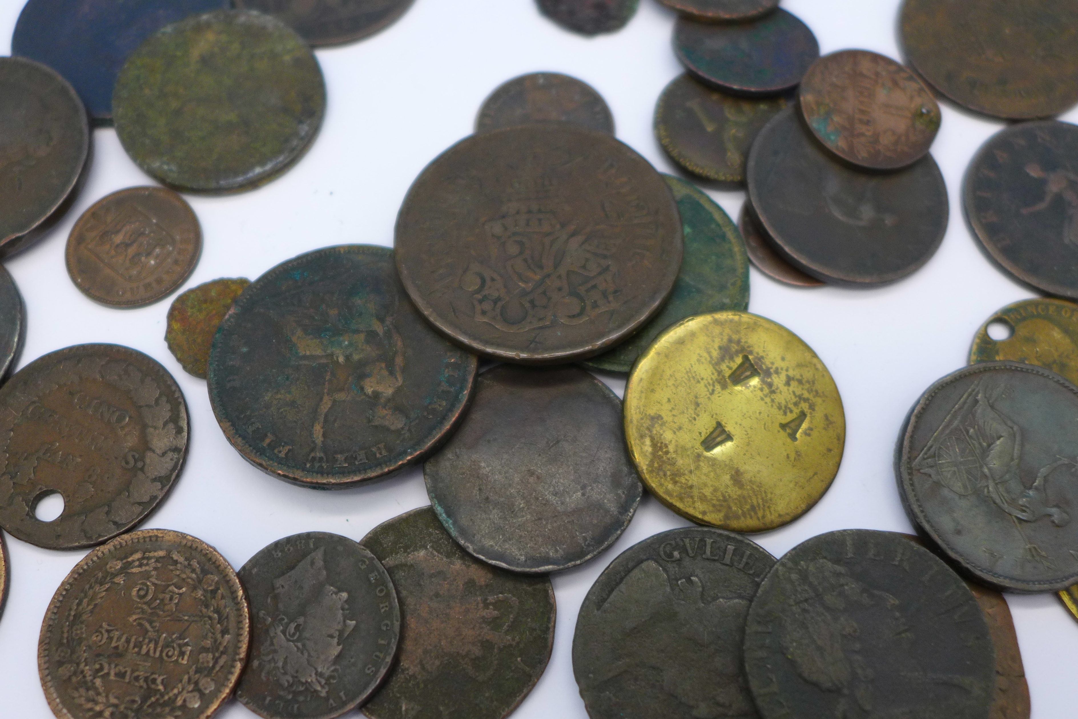 A collection of bronze coins