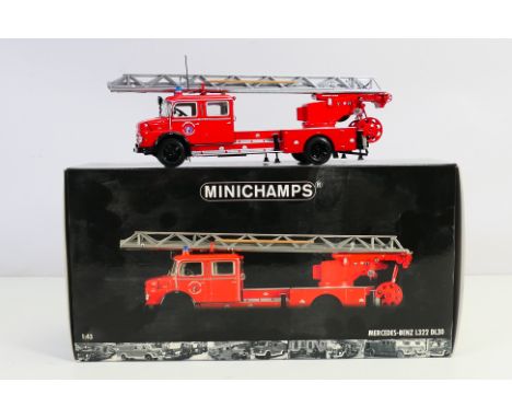 Minichamps - A boxed Minichamps #439031071 1/43 scale Mercedes Benz L322 DL30 fire appliance. The model appears Mint in Mint 