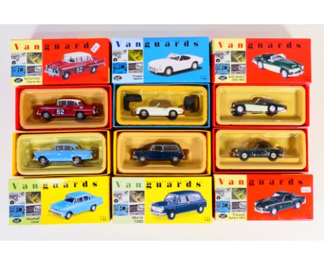 Corgi Vanguards - 6 x boxed cars including Morris 1300 # VA48000, Triumph Spitfire Cheshire Police # VA06708, Austin Healey #