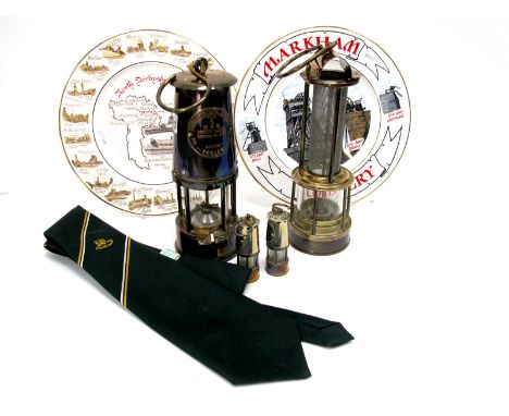 The Protector Lamp and Lighting Co. Ltd Eccles Type 6 Miners Brass Safety Lamp, 32cm high including suspension hook; A 'Clann