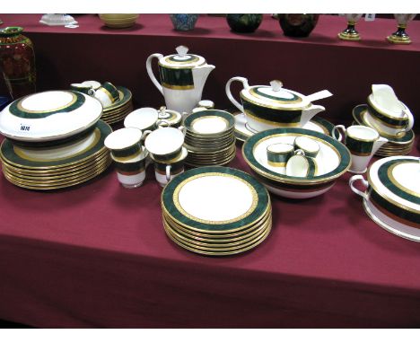 A Noritake "Fitzgerald" Pattern Bone China Dinner Service, comprising oval meat plate, seven dinner plates 27cm diameter, six