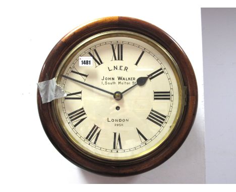 A L.N.E.R. Mahogany Cased Fusée Wall Clock, inscribed "John Walker, 1 South Molton St., London 2956", the white enamel dial w