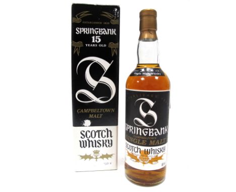 Whisky - Springbank Campbeltown Single Malt Scotch Whisky 15 Years Old, 1970's bottling, 70cl, 46% Vol., boxed.