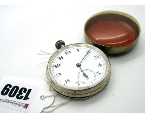 A Hallmarked Silver Cased Openface Pocketwatch, the white dial with black Arabic numerals and seconds subsidiary dial, the mo