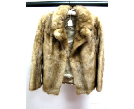 A Light Beige Mink Cocktail Jacket, three-quarter length sleeves, 56cm long.