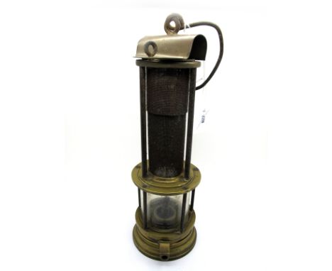 An E.C.C. Clanny Miner's Safety Lamp, 34.5cm high (including suspension hook).