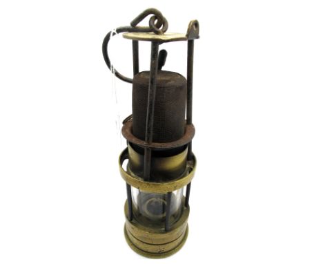 A Richard Johnson Clapham &amp; Morris of Manchester &amp; Liverpool Muster Miner's Safety Lamp, 325.cm high (including suspe
